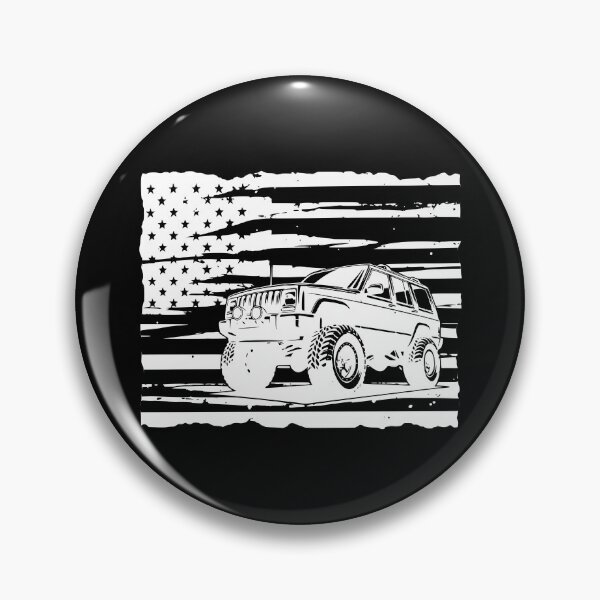 Item preview, Cherokee XJ Distressed American Flag 4x4 Off-Road Vehicle Black Lines designed and sold by Off-Road-Zone.