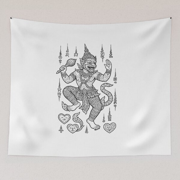Item preview, Hanuman Sacred Tattoo | Thai Mythical Art Linework designed and sold by Sksticker991.