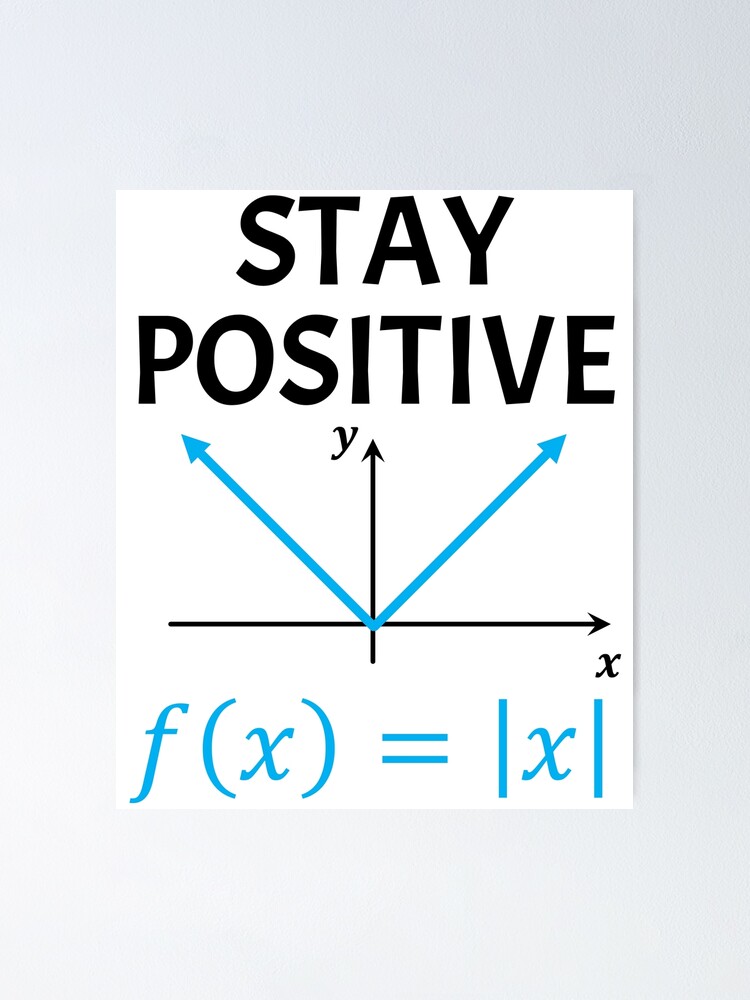 Thumbnail 1 of 3, Poster, Funny Nerdy Stay Positive Absolute Value Graph Math Teacher Black Text designed and sold by MathWarez.
