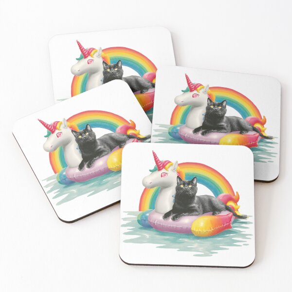 Item preview, Black Cat Rainbow Unicorn Floatie designed and sold by WolfmanProphecy.
