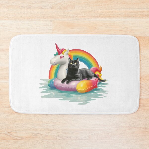 Item preview, Black Cat Rainbow Unicorn Floatie designed and sold by WolfmanProphecy.