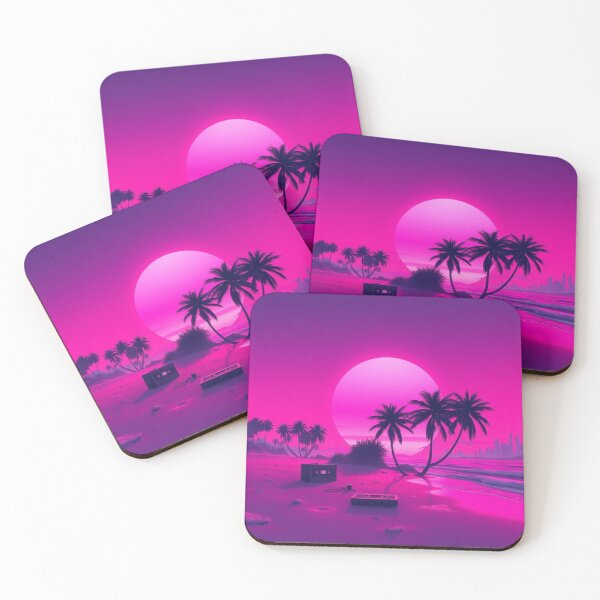 Item preview, Neon Synthwave Beach Sunset Palm Trees Cassette Tape designed and sold by EllDAV777.