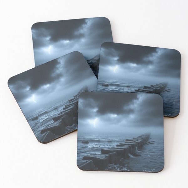 Item preview, Dark Stormy Ocean Lightning Photography - Moody Seascape Wall Art designed and sold by EllDAV777.