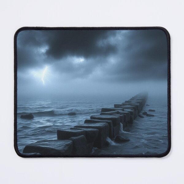 Item preview, Dark Stormy Ocean Lightning Photography - Moody Seascape Wall Art designed and sold by EllDAV777.