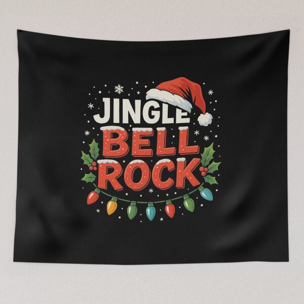 Item preview, Jingle Bell Rock Christmas PNG – Festive Holiday Typography Design with Santa Hat, Snowflakes & Colorful Lights designed and sold by DailyDrivesct.