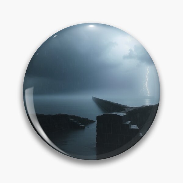 Item preview, Dramatic Lightning Storm Over Ocean Breakwater Wall designed and sold by EllDAV777.
