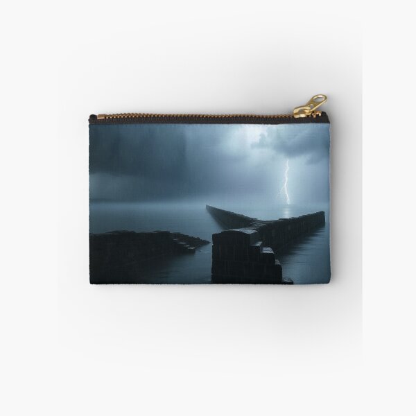 Item preview, Dramatic Lightning Storm Over Ocean Breakwater Wall designed and sold by EllDAV777.