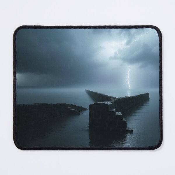 Item preview, Dramatic Lightning Storm Over Ocean Breakwater Wall designed and sold by EllDAV777.