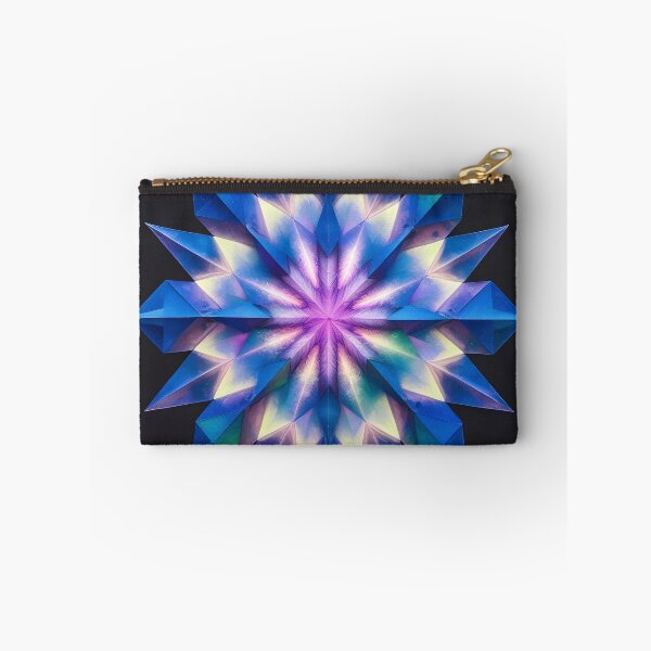 Item preview, Colorful Geometric Snowflake Art with Blue Hexagons and Triangles on Black Background designed and sold by BankMano.