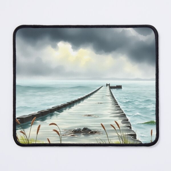 Item preview, Stormy Sea Pier Dramatic Coastal Artwork designed and sold by EllDAV777.