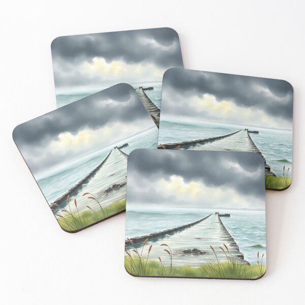 Item preview, Stormy Sea Pier Dramatic Coastal Artwork designed and sold by EllDAV777.