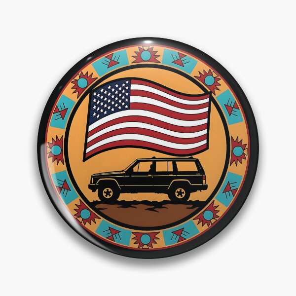 Item preview, Southwestern Cherokee XJ American Flag T-Shirt - Classic 4x4 Off-Road SUV Patriotic Badge designed and sold by Off-Road-Zone.