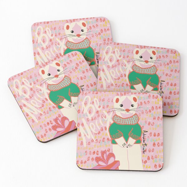 Item preview, Pink Christmas Ferret designed and sold by Adriana Bracho.