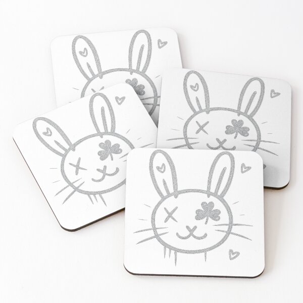 Item preview, Copy of Cute Chalk Bunny – Doodle Rabbit with Clover Eye designed and sold by Blue-Arcane Design .
