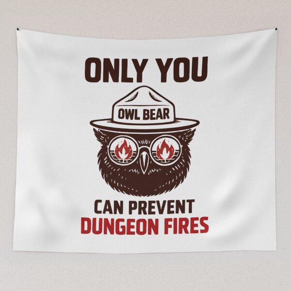 Item preview, Only You Can Prevent Dungeons Fires Cute Owlbear Dnd designed and sold by Carolina Pacheco.