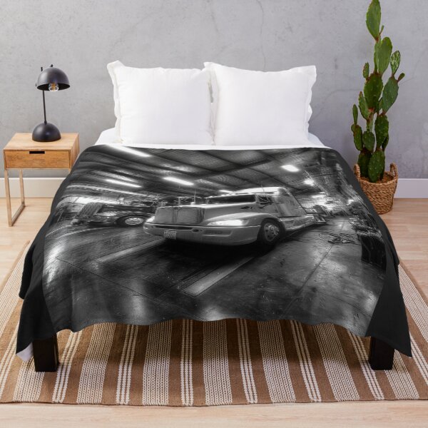 Item preview, Black and White Semi Truck Repair Shop Photography – Diesel Garage Wall Art designed and sold by ArgentoArt.