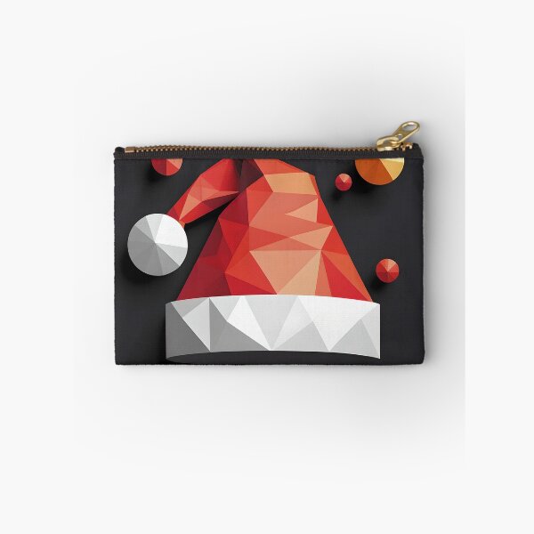 Item preview, 2D Flat Geometric Santa Hat in Red Triangles and White Circles on Pure Black Background designed and sold by BankMano.
