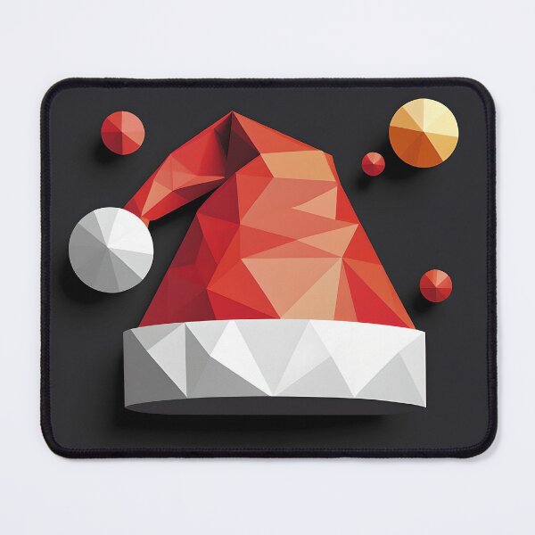 Item preview, 2D Flat Geometric Santa Hat in Red Triangles and White Circles on Pure Black Background designed and sold by BankMano.