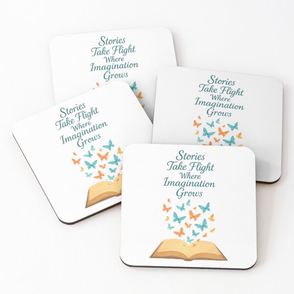 Item preview, Stories Take Flight Where Imagination Grows – Whimsical Book and Butterfly Art designed and sold by inkoutninja.