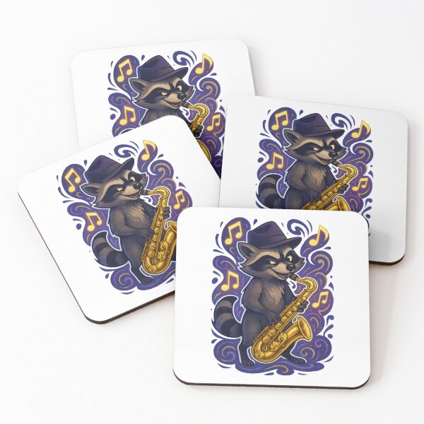Item preview, Cool Jazz Raccoon Playing Saxophone – Musical Animal Cartoon Design designed and sold by inkoutninja.
