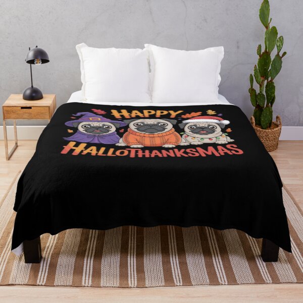 Item preview, Pug Dog Halloween Thanksgiving Christmas Happy Hallothanksmas designed and sold by DianaStantzo.