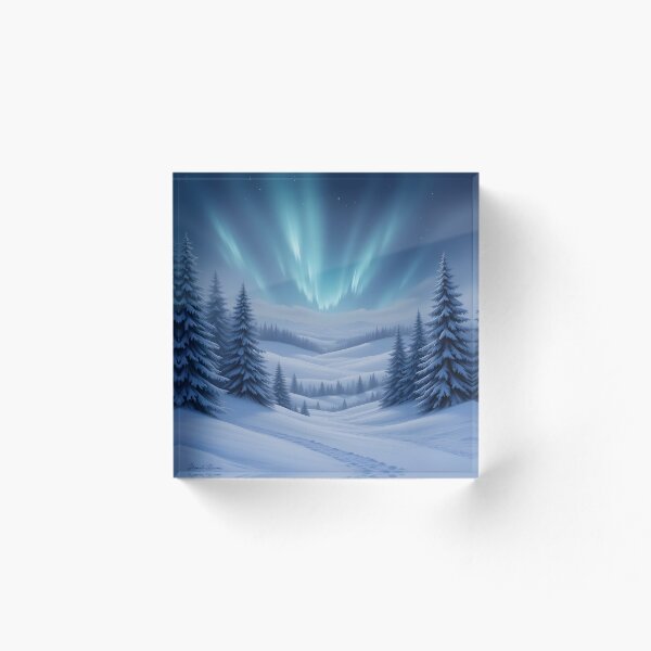 Item preview, Aurora Over Snowy Pines – Winter Night Lights designed and sold by Buttonquill.