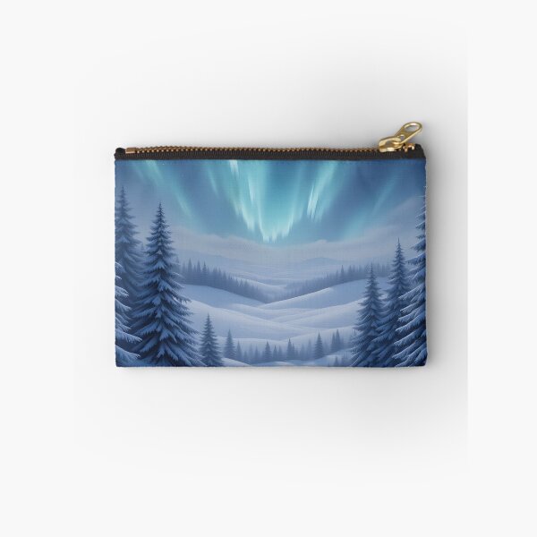 Item preview, Aurora Over Snowy Pines – Winter Night Lights designed and sold by Buttonquill.