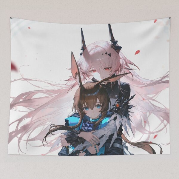 Item preview, Amiya Arknights Prelude To Dawn Anime Girls Friendship White Background designed and sold by CarlosBender.