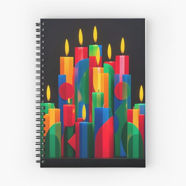 Item preview, Colorful Geometric Christmas Candle Artwork on Black Background designed and sold by BankMano.