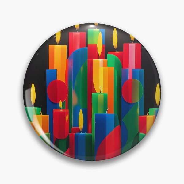 Item preview, Colorful Geometric Christmas Candle Artwork on Black Background designed and sold by BankMano.