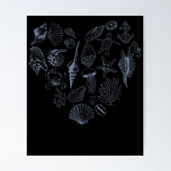 Item preview, Nautical Sea Life Heart – Vintage Ocean Creatures Design designed and sold by TinaMDedrick.