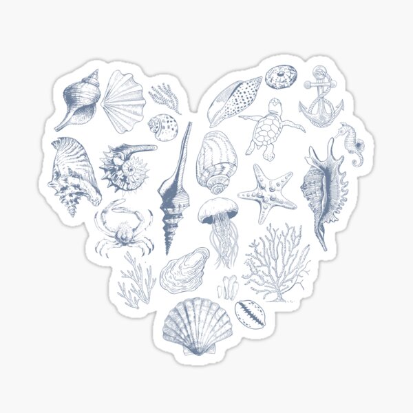 Item preview, Nautical Sea Life Heart – Vintage Ocean Creatures Design designed and sold by TinaMDedrick.