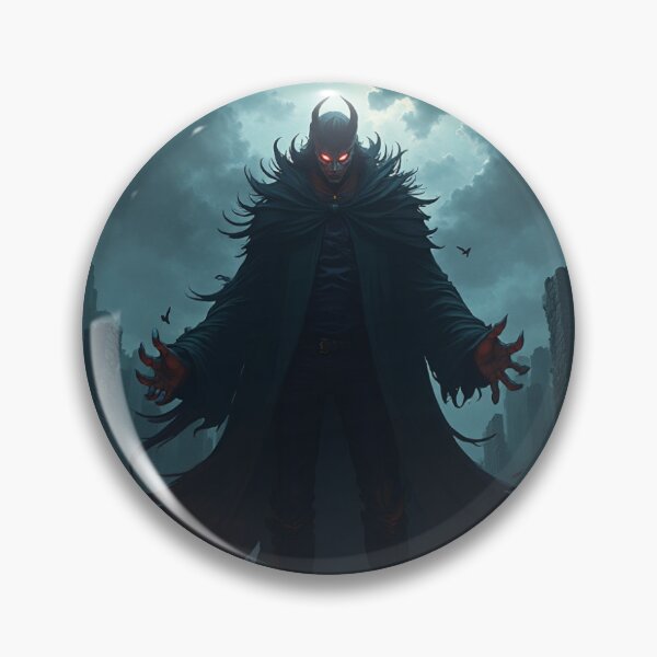 Item preview, Dark Demon Lord in Burning Ruins – Epic Fantasy Villain Art designed and sold by QurekaStudio.