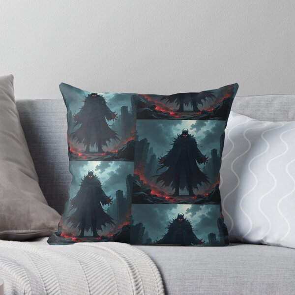Item preview, Dark Demon Lord in Burning Ruins – Epic Fantasy Villain Art designed and sold by QurekaStudio.