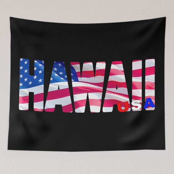 Item preview, HAWAII USA - Red White and Blue Sticker Tee Shirt designed and sold by Adam Gormley.