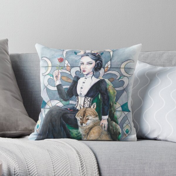 A girl and her wolf Throw Pillow