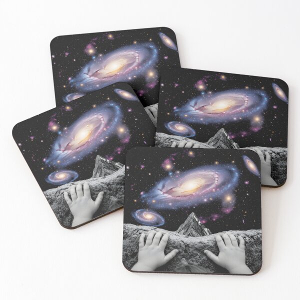 Item preview, Cosmic Awe Child on Mountain Peak Viewing Colorful Galaxy - Dreamy Fantasy Art designed and sold by AV.