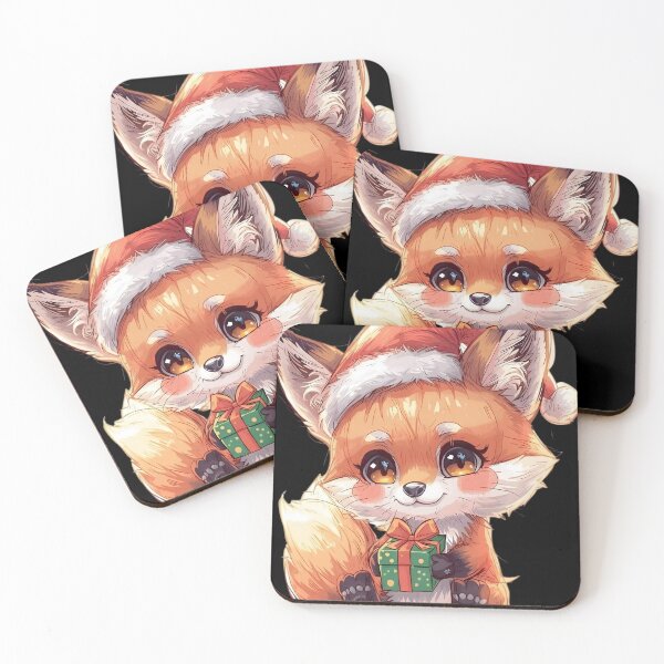 Item preview, Christmas Fox Gift Chibi Illustration designed and sold by SoulenCify.