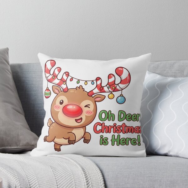 Item preview, Oh Deer Christmas is Here Kawaii Reindeer Funny Holiday Cute Design designed and sold by AOG-DESIGNS.