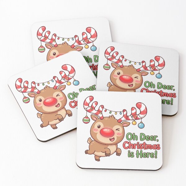 Item preview, Oh Deer Christmas is Here Kawaii Reindeer Funny Holiday Cute Design designed and sold by AOG-DESIGNS.
