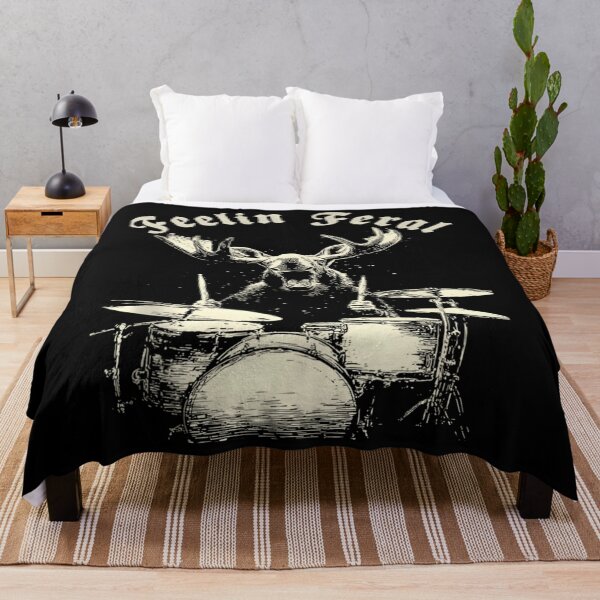 Item preview, Feelin Feral For Vintage Cute Moose Playing Drums Funny Music Animal Drummer designed and sold by EganPace.