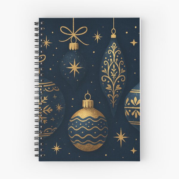 Item preview, Elegant Gold & Midnight Blue Christmas Ornaments – Luxury Holiday Art designed and sold by leen12 Art Designs Prints.