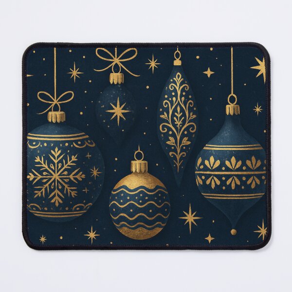Item preview, Elegant Gold & Midnight Blue Christmas Ornaments – Luxury Holiday Art designed and sold by leen12 Art Designs Prints.