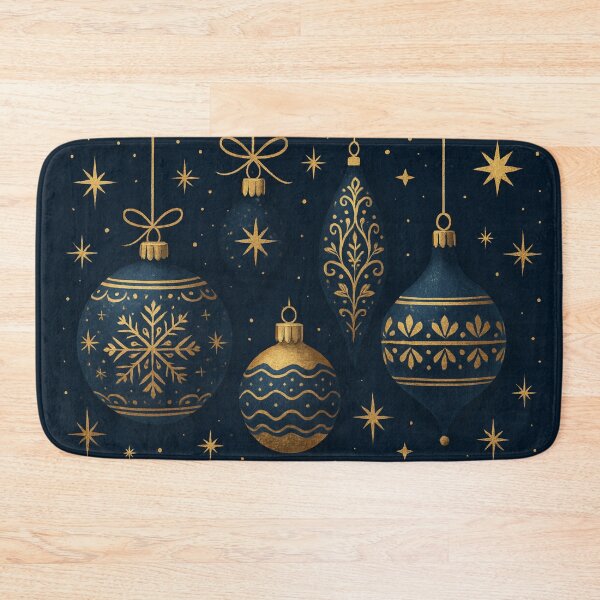 Item preview, Elegant Gold & Midnight Blue Christmas Ornaments – Luxury Holiday Art designed and sold by leen12 Art Designs Prints.