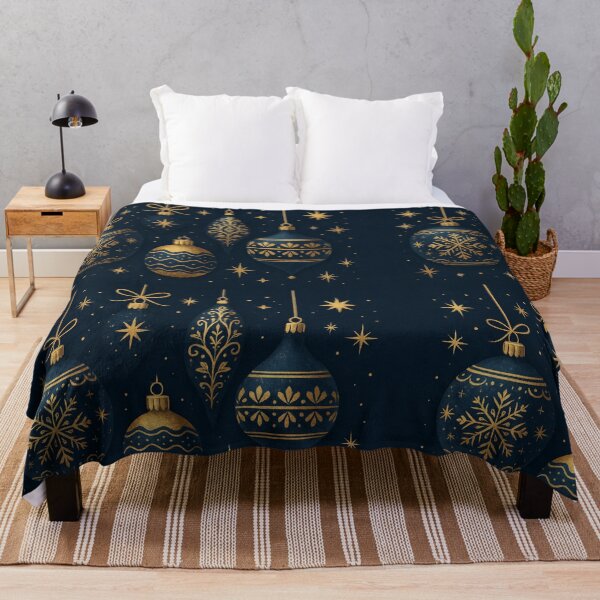 Item preview, Elegant Gold & Midnight Blue Christmas Ornaments – Luxury Holiday Art designed and sold by leen12 Art Designs Prints.