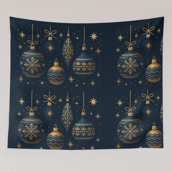 Item preview, Elegant Gold & Midnight Blue Christmas Ornaments – Luxury Holiday Art designed and sold by leen12 Art Designs Prints.