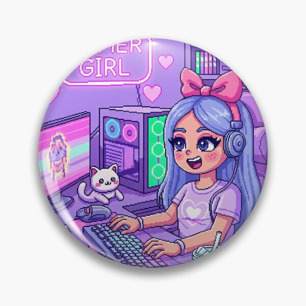 Item preview, Cozy Girl Gamer Setup – Pastel Aesthetic Pixel Art for Gamer Girls – Cute RGB Gaming Desk Sticker designed and sold by Pixel Girl Aesthetic Studio.