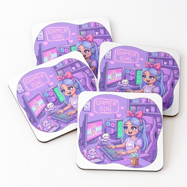 Item preview, Cozy Girl Gamer Setup – Pastel Aesthetic Pixel Art for Gamer Girls – Cute RGB Gaming Desk Sticker designed and sold by Pixel Girl Aesthetic Studio.