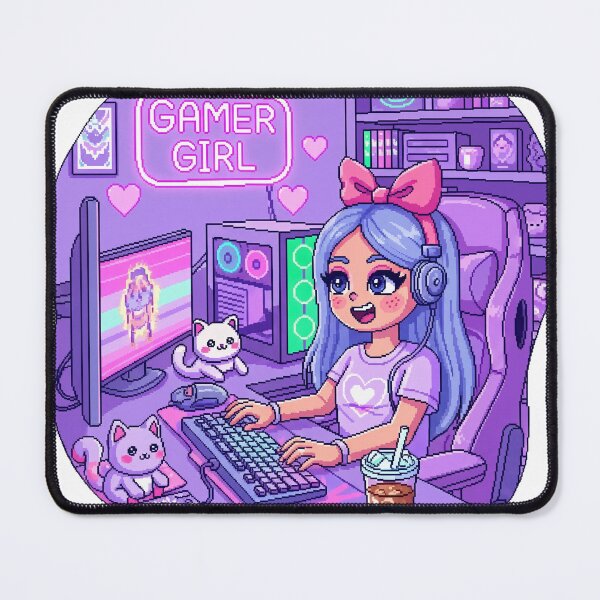 Item preview, Cozy Girl Gamer Setup – Pastel Aesthetic Pixel Art for Gamer Girls – Cute RGB Gaming Desk Sticker designed and sold by Pixel Girl Aesthetic Studio.