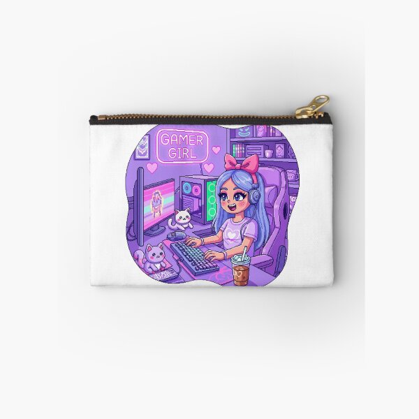Item preview, Cozy Girl Gamer Setup – Pastel Aesthetic Pixel Art for Gamer Girls – Cute RGB Gaming Desk Sticker designed and sold by Pixel Girl Aesthetic Studio.